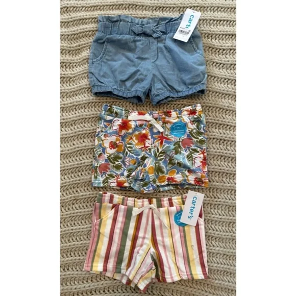 NWT Set of 3 Carter’s toddler pull on shorts girls sz 2T - Picture 1 of 5